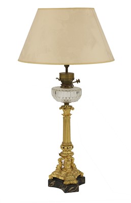 Lot 346 - A gilt bronze table lamp and shade