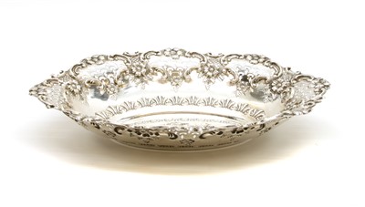 Lot 343 - A silver oval pierced dish