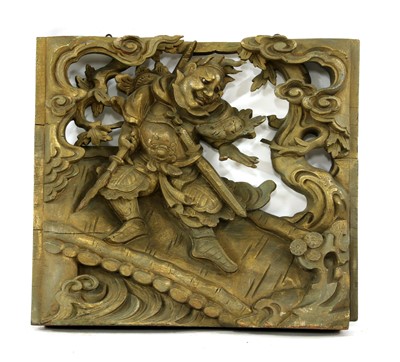 Lot 379 - A 20th century Chinese carved and pierced panel