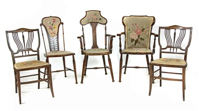 Lot 611A - A pair of Edwardian inlaid mahogany side chairs