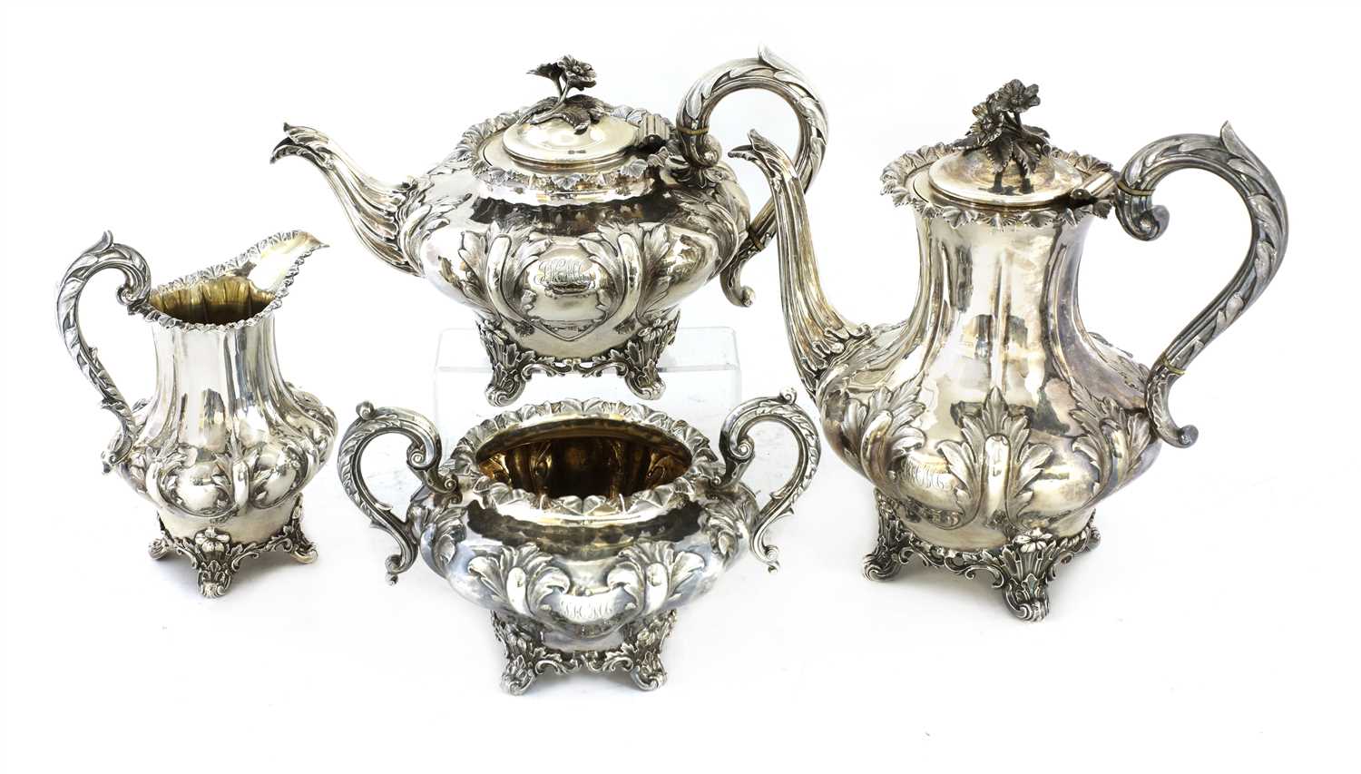 Lot 26 - A George IV silver four piece tea set