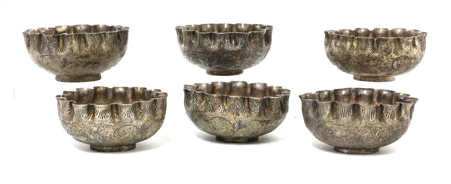Lot 144 - A set of six Peruvian white metal finger bowls