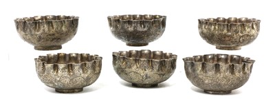 Lot 144A - A set of six Peruvian white metal finger bowls