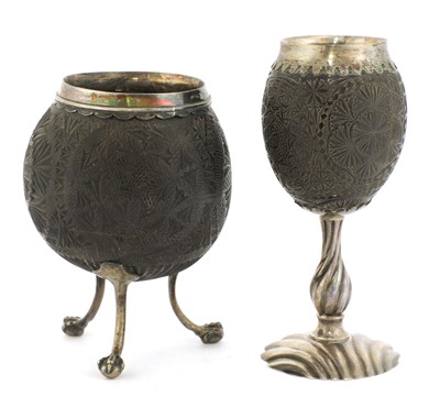 Lot 8 - A silver-mounted coconut cup