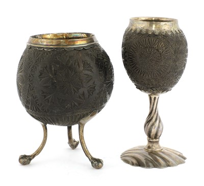 Lot 8 - A silver-mounted coconut cup