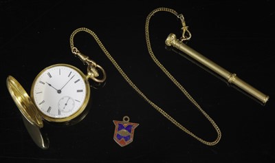 Lot 575 - An 18ct gold side wind hunter pocket watch