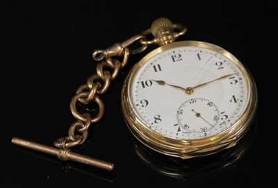 Lot 580 - A 9ct gold Rolex top wind open-faced pocket watch