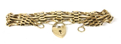 Lot 264 - A 9ct gold five row gate bracelet