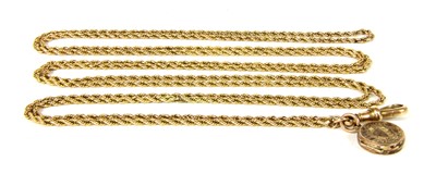 Lot 259 - A gold rope twist guard chain