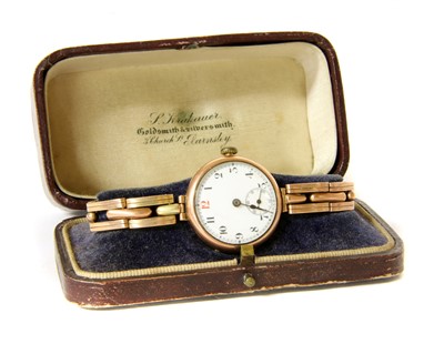 Lot 273 - A 9ct gold Record mechanical bracelet watch