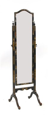 Lot 648A - A 1920's blue chinoiserie cheval mirror