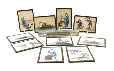 Lot 385 - Ten small Chinese watercolours on rice paper