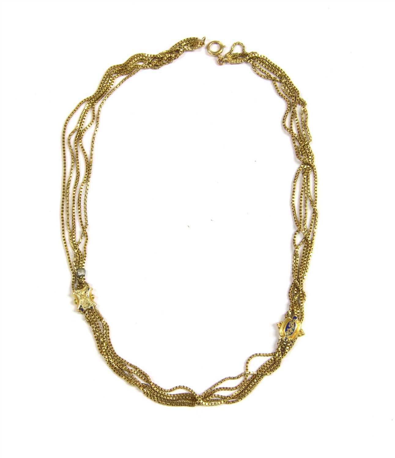 Lot 17 - A five strand box link chain necklace