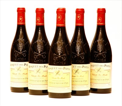 Lot 193 - Bosquet des Papes, Chante Le Merle, Châteauneuf-du-Pape, 2001, six bottles (boxed)