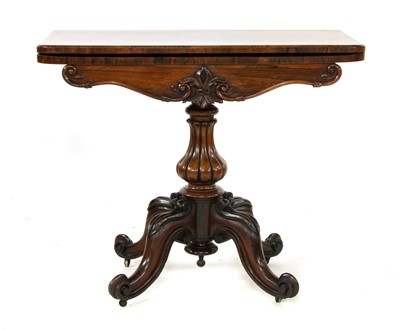 Lot 677 - A William IV rosewood fold over card table