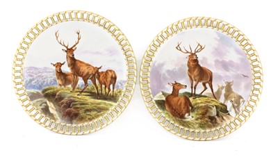 Lot 195 - A pair of Royal Worcester porcelain plates
