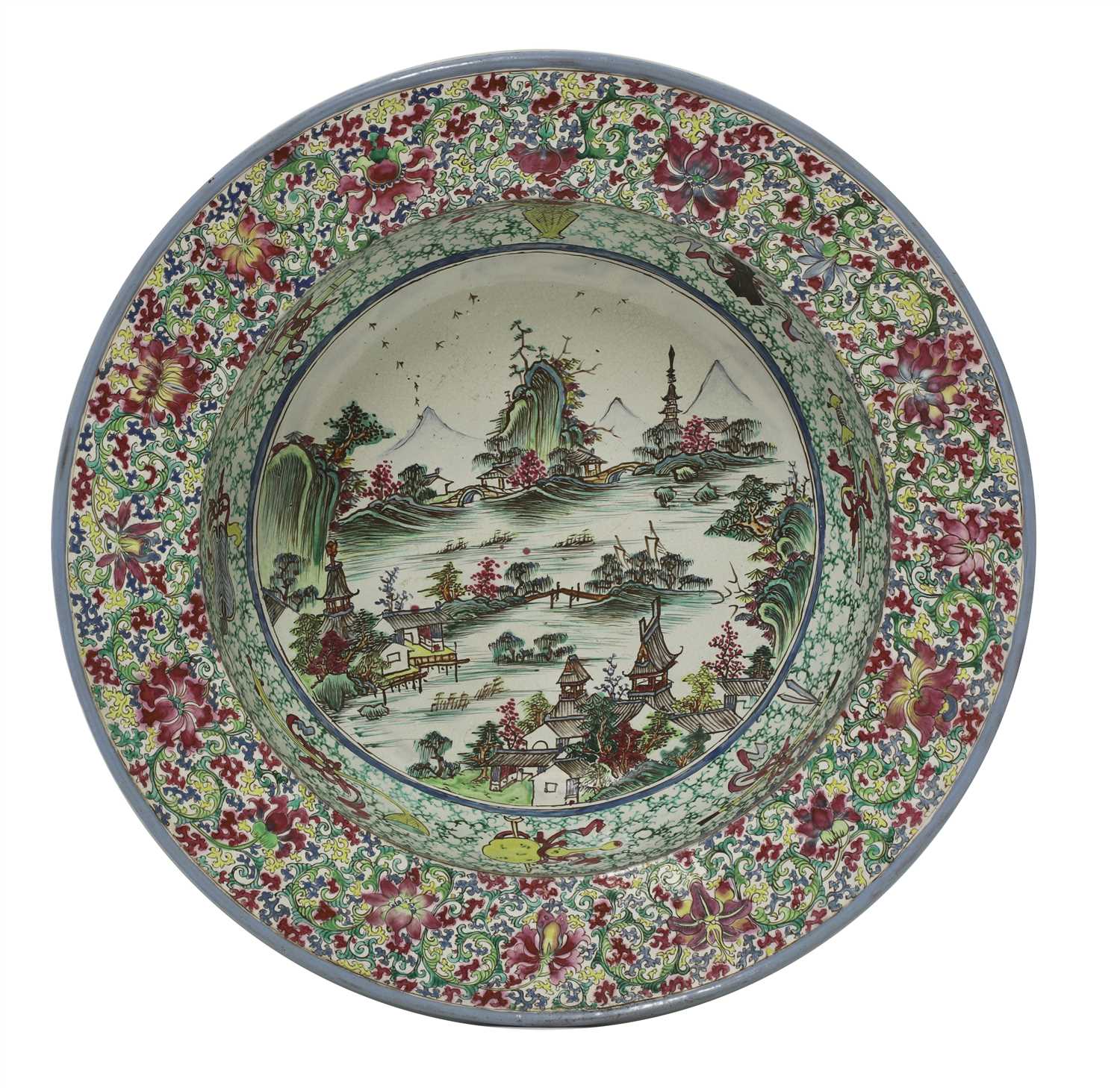 Lot 89 - A Chinese famille rose stoneware basin