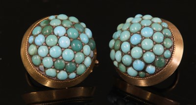 Lot 119 - A pair of Victorian turquoise cabochon domed earrings