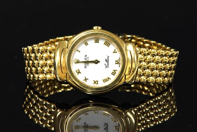 Lot 636 - A ladies' 18ct gold Rolex Cellini quartz bracelet watch