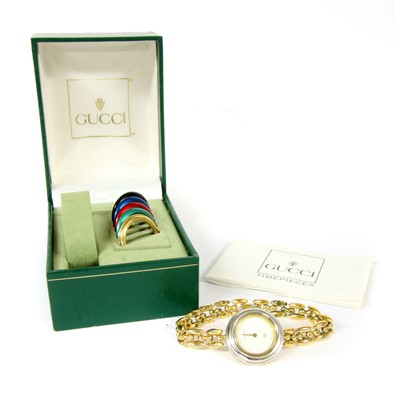 Lot 58 - A gold plated quartz Gucci wristwatch