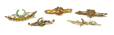 Lot 54 - Five gold gold bar brooches