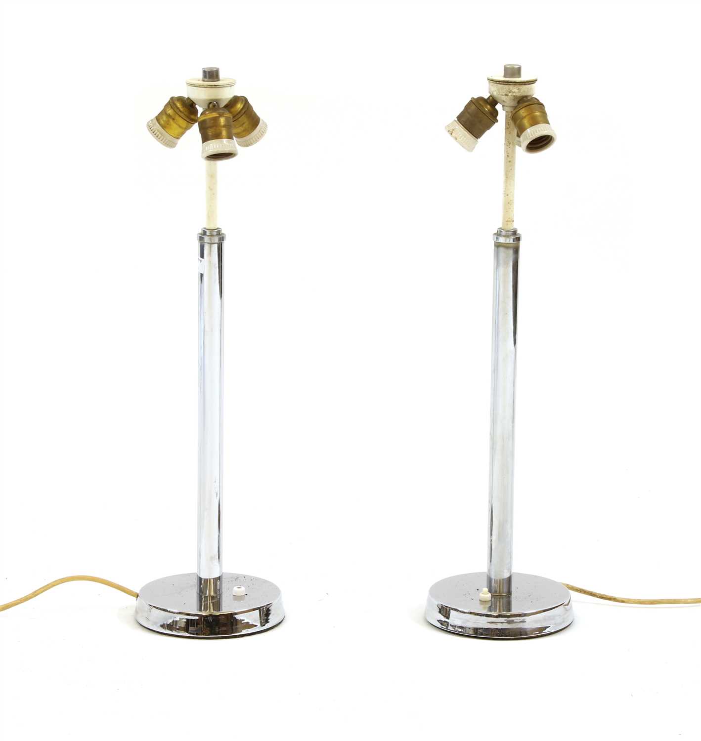 Lot 239 - A pair of mid-century chrome table lamps