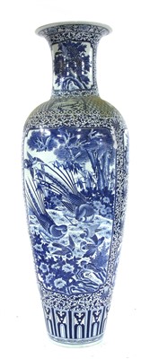 Lot 373 - An oversized Chinese blue and white vase of baluster form