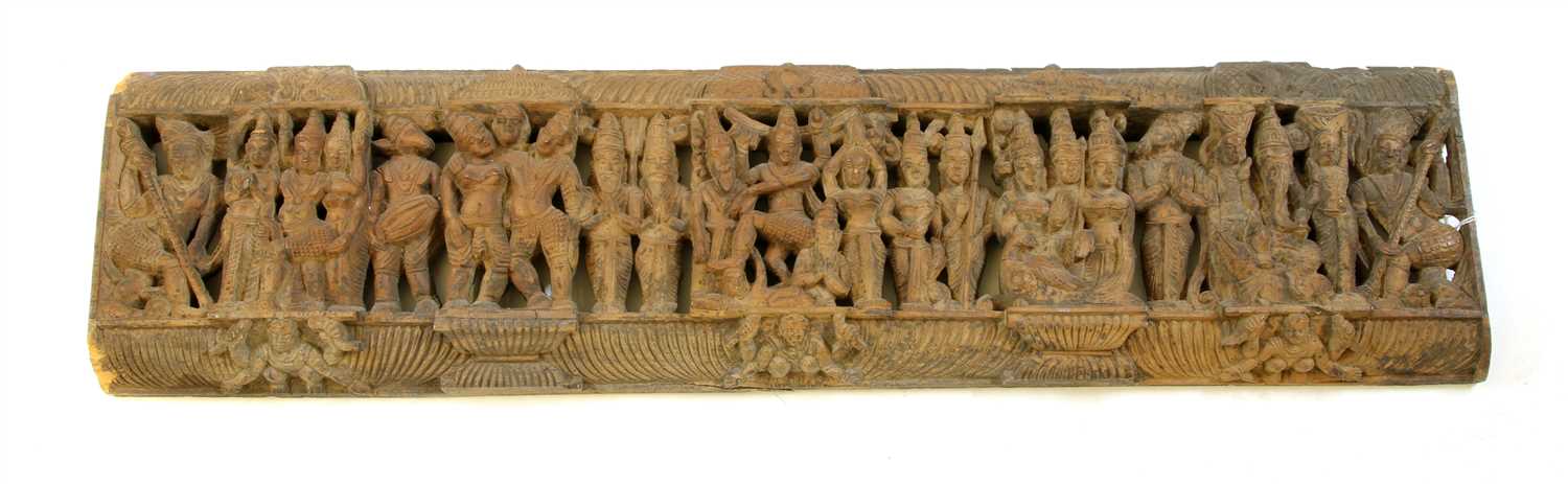 Lot 155 - An Indian carved hardwood panel