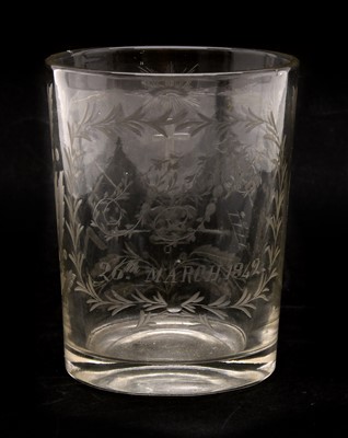 Lot 199 - A 19th century glass Masonic tumbler
