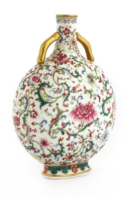 Lot 412 - A Chinese famille rose moon flask