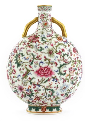 Lot 412 - A Chinese famille rose moon flask