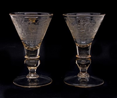 Lot 205 - A pair of 19th century Bohemian glass goblets