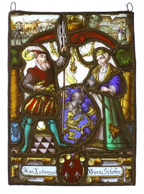 Lot 672 - A German stained glass panel