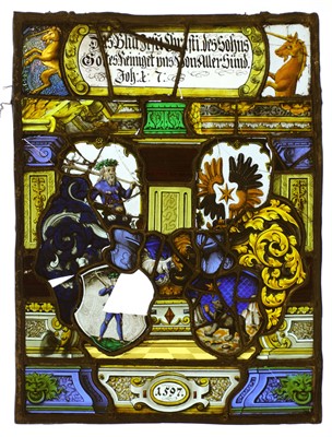 Lot 673 - A German stained glass panel