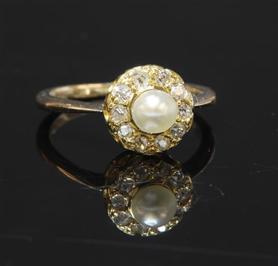 Lot 169 - An Edwardian pearl and diamond cluster ring