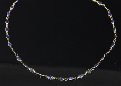Lot 300 - A gold sapphire rivière necklace