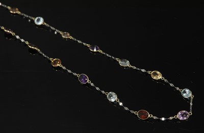 Lot 290 - A two colour gold assorted gemstone set chain