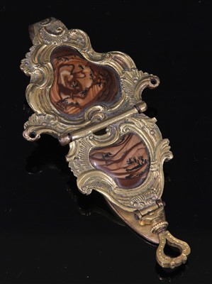 Lot 2 - A George II gilt metal and agate rococo chatelaine hook, c.1740