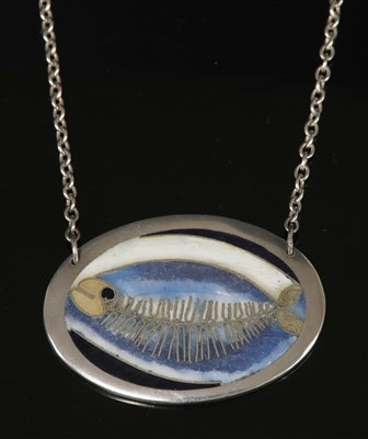 Lot 67 - A sterling silver enamel fish pendant, c.1970