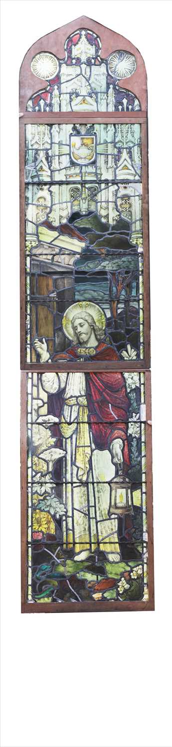 Lot 13 - A large stained and leaded glass window