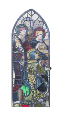 Lot 674 - A stained and leaded glass window