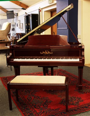 Lot 736A - A Reid-Sohn inlaid mahogany baby grand piano