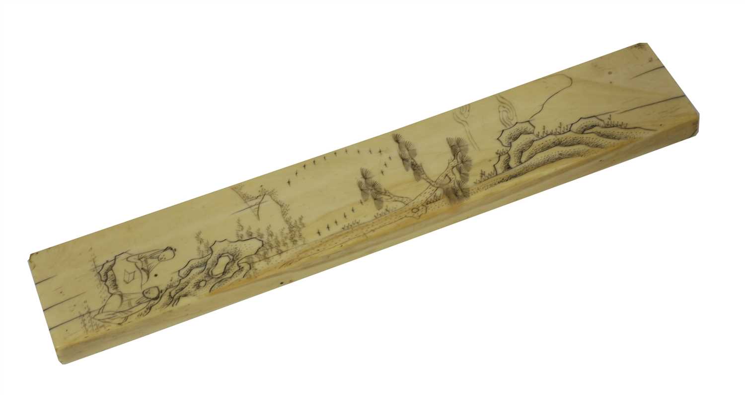 Lot 134 - A Chinese ivory scroll weight