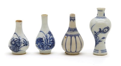 Lot 96 - Four blue and white snuff bottles