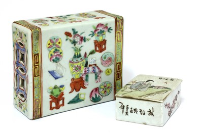 Lot 473 - A Chinese famille rose pillow