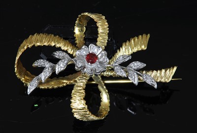 Lot 250 - An 18ct gold ruby and diamond spray brooch