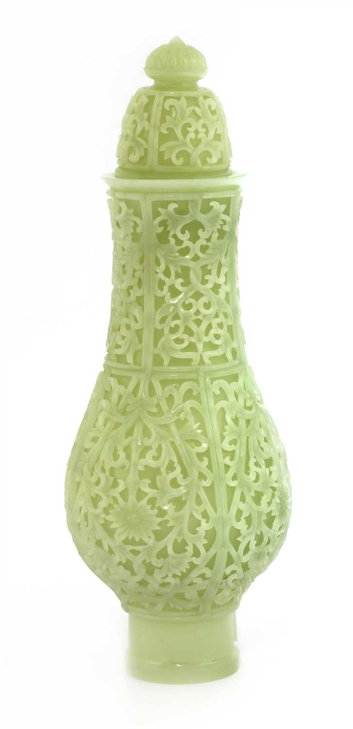 Lot 488 - A Chinese jade vase and cover
