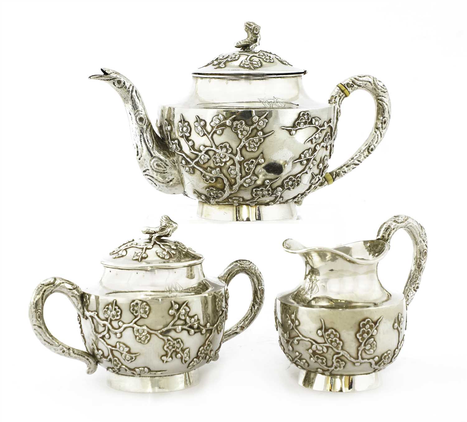 Lot 125 - A Chinese silver tea set