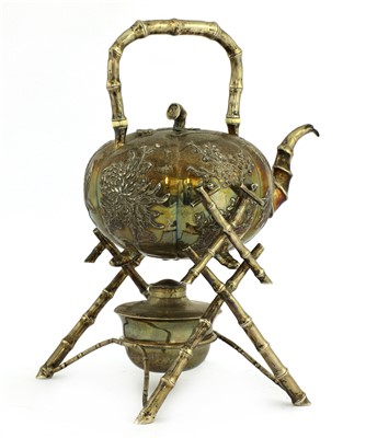 Lot 127 - A Chinese silver spirit kettle