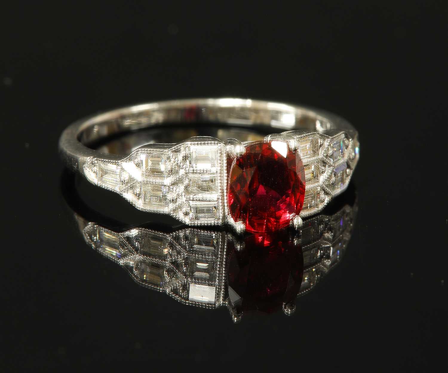 Lot 178 - An Art Deco-style unheated ruby and diamond ring